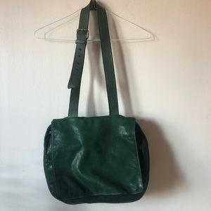 ❤️Large Green Leather Messenger Bag Unisex